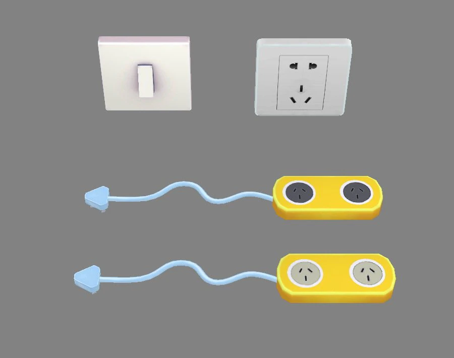 cartoon switch and sockets 3D Model .c4d .max .obj .3ds .fbx .stl .blend 