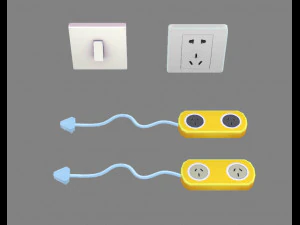 interruptor e tomadas de desenho animado Modelo 3D