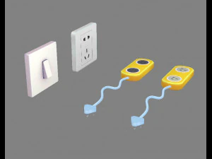 cartoon switch and sockets 3D Model