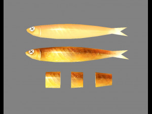 cartoon fried fish 3D Model