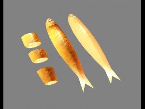 cartoon fried fish 3D-Modell