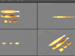 cartoon fried fish 3D Model
