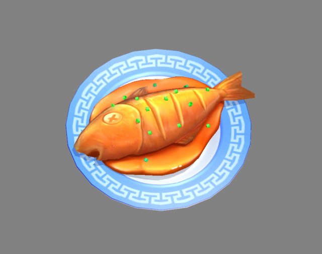 cartoon food-braised fish Modello 3D .c4d .max .obj .3ds .fbx .stl .blend 
