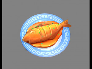 cartoon food-braised fish 3D Model