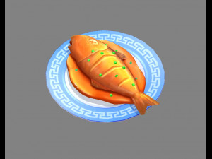 cartoon food-braised fish Modello 3D