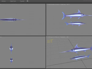 pez de dibujos animados - xiphias gladius -marlin Modelo 3D