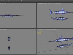pez de dibujos animados - xiphias gladius -marlin Modelo 3D