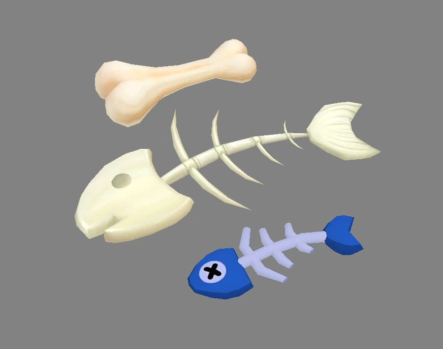 cartoon fish bones - kitchen waste 3D Model .c4d .max .obj .3ds .fbx .stl .blend