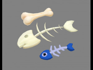 cartoon fish bones - kitchen waste 3Dモデル