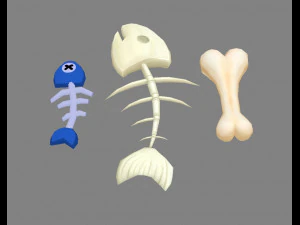 cartoon fish bones - kitchen waste 3D Model