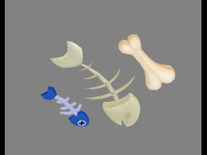 cartoon fish bones - kitchen waste 3D Model