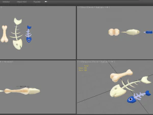 cartoon fish bones - kitchen waste 3D Model