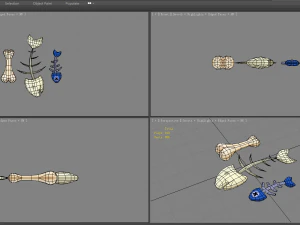 cartoon fish bones - kitchen waste 3D Model