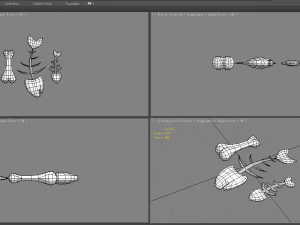 cartoon fish bones - kitchen waste 3D Model
