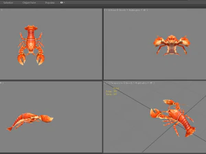 cartoon lobster - sea shrimp - crab 3D Model