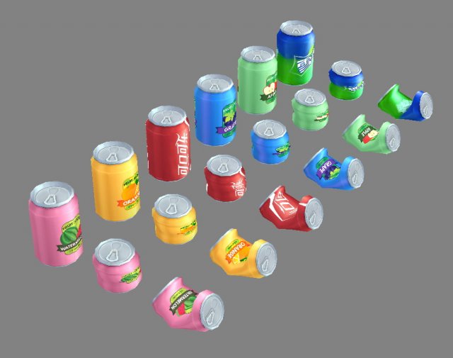 carbonated drinks - cans - coca-cola - soda - recyclable wastes 3D मॉडल .c4d .max .obj .3ds .fbx .stl .blend