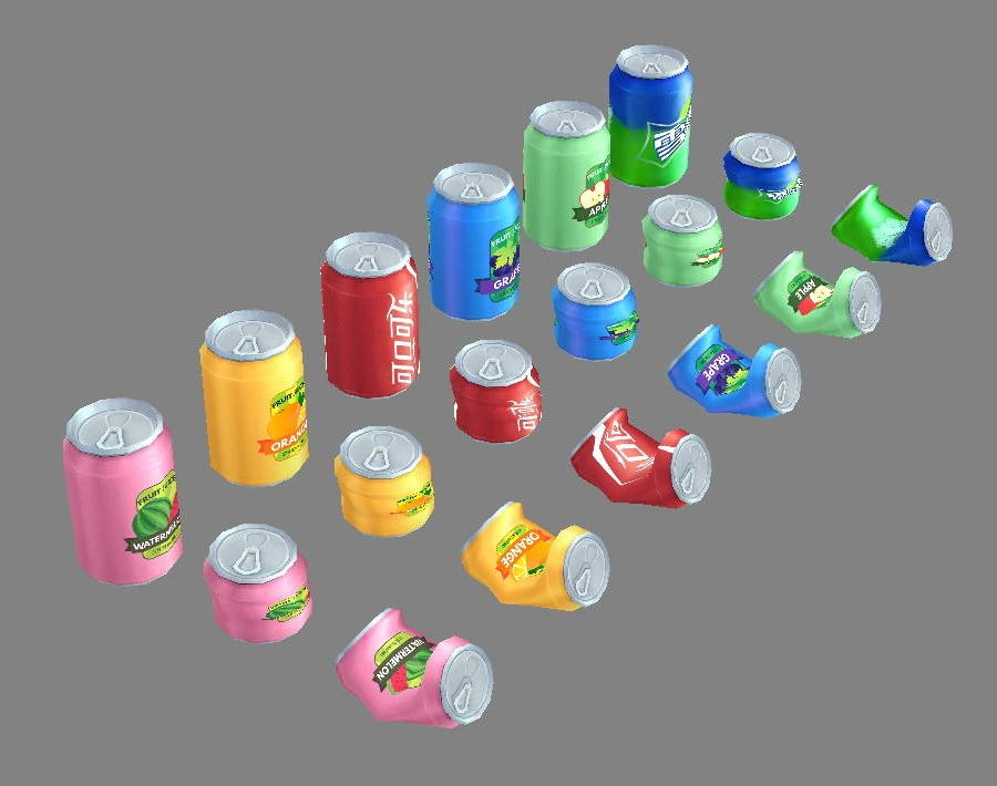 carbonated drinks - cans - coca-cola - soda - recyclable wastes 3D Model .c4d .max .obj .3ds .fbx .stl .blend 