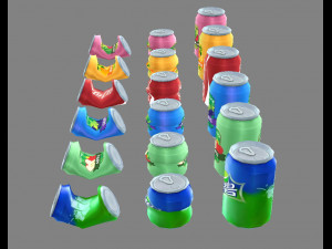 carbonated drinks - cans - coca-cola - soda - recyclable wastes 3D मॉडल