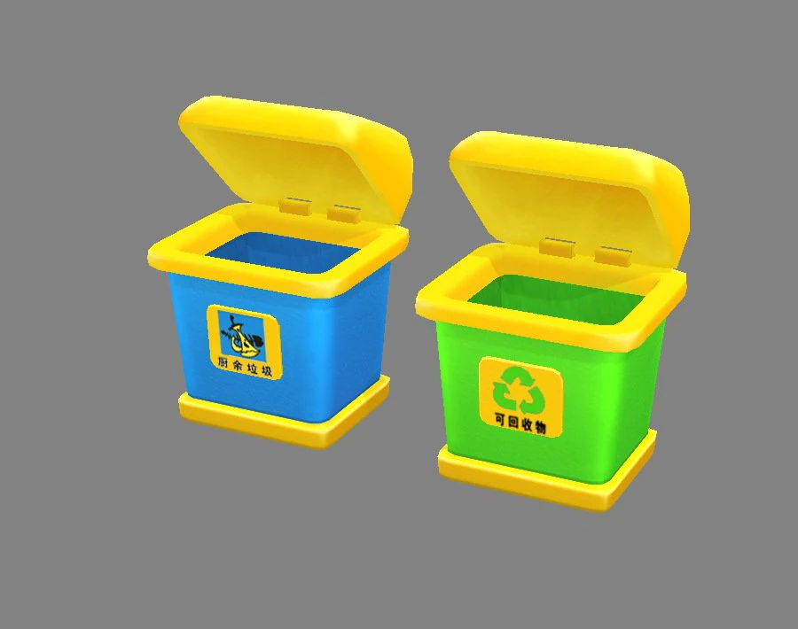cartoon plastic trashcan - rectangle 3D Model .c4d .max .obj .3ds .fbx .stl .blend 