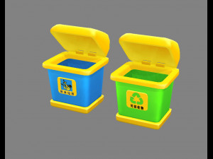 cartoon plastic trashcan - rectangle Model 3D