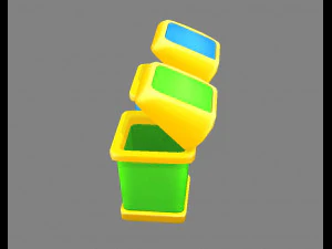 cartoon plastic trashcan - rectangle 3D Model