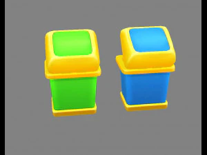 cartoon plastic trashcan - rectangle 3D Model