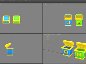 cartoon plastic trashcan - rectangle 3D Model