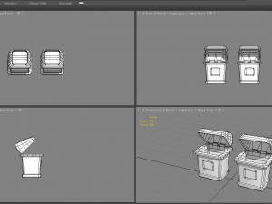 cartoon plastic trashcan - rectangle 3D Модель