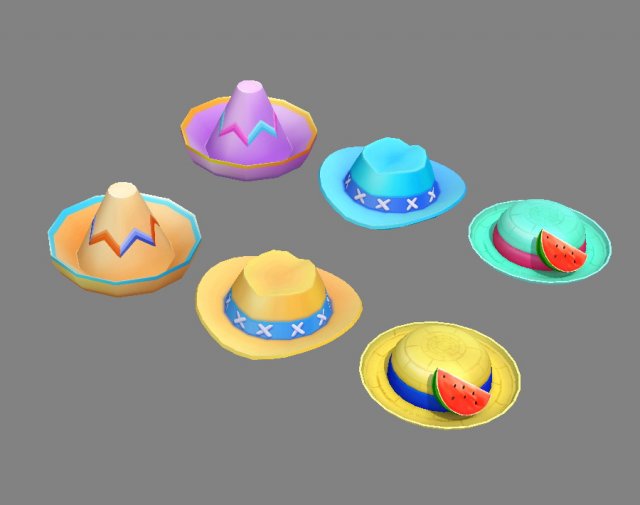 cartoon beach hats 3D Model .c4d .max .obj .3ds .fbx .stl .blend 