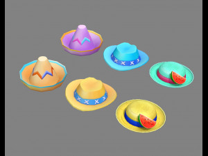 cartoon beach hats 3D 모델