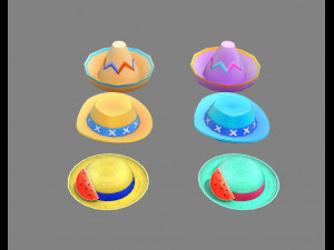 cartoon beach hats 3D Model