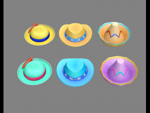 cartoon beach hats 3D Model