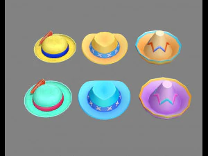 cartoon beach hats 3D Model
