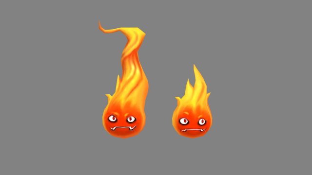 cartoon yellow flame monster - fire demons 3D 模型 .c4d .max .obj .3ds .fbx .stl .blend 