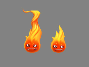 cartoon yellow flame monster - fire demons Modello 3D