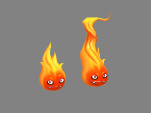 cartoon yellow flame monster - fire demons 3D 模型