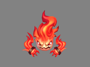 cartoon red flame monster Model 3D