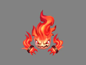Cartoon-Monster mit roter Flamme 3D Modell