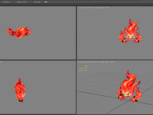 cartoon red flame monster 3D Model