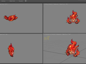 cartoon red flame monster 3D Model