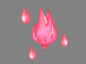 cartoon pink flame monster Model 3D