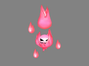 cartoon pink flame monster 3D Model