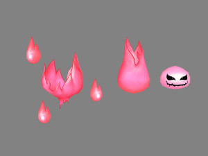 cartoon pink flame monster 3D मॉडल