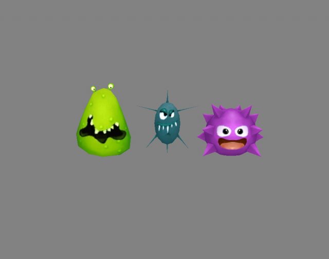 cartoon bacteria - monster 3D Model .c4d .max .obj .3ds .fbx .stl .blend 