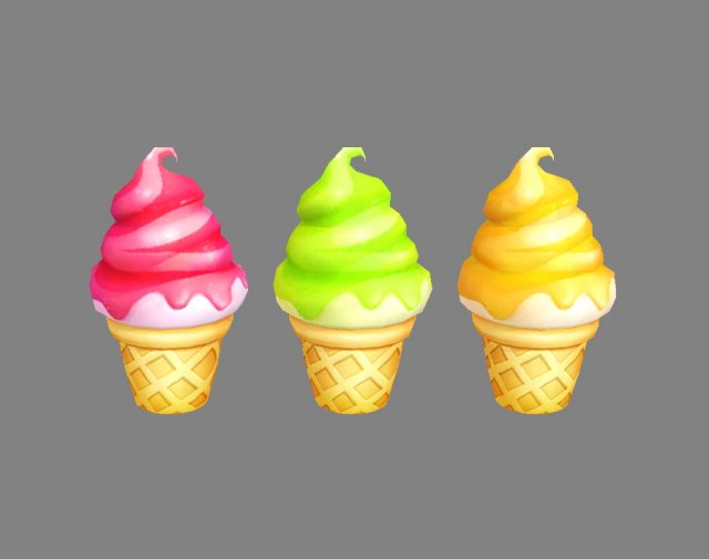 cartoon ice cream 3D Model .c4d .max .obj .3ds .fbx .stl .blend 