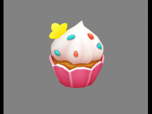 cartoon cupcake ice cream 3D Model