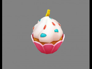 cartoon cupcake ice cream Model 3D
