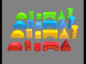 cartoon toy color building blocks Model 3D