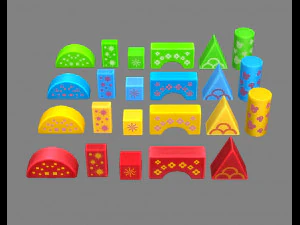 漫画のおもちゃの色の積み木 3Dモデル