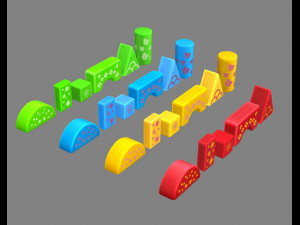 cartoon toy color building blocks 3D 模型